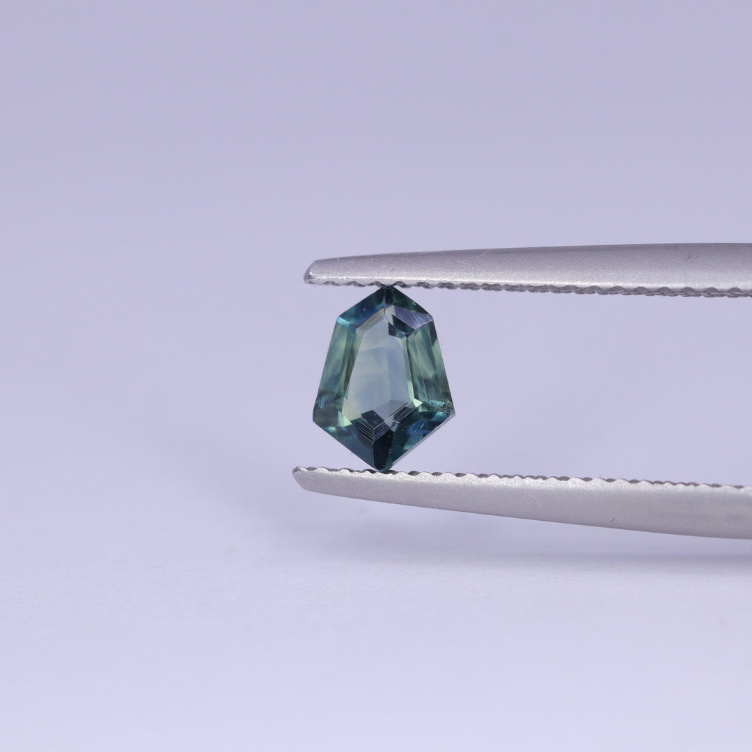 0.86ct Geometric Shield Teal Montana Sapphire Loose Gemstones