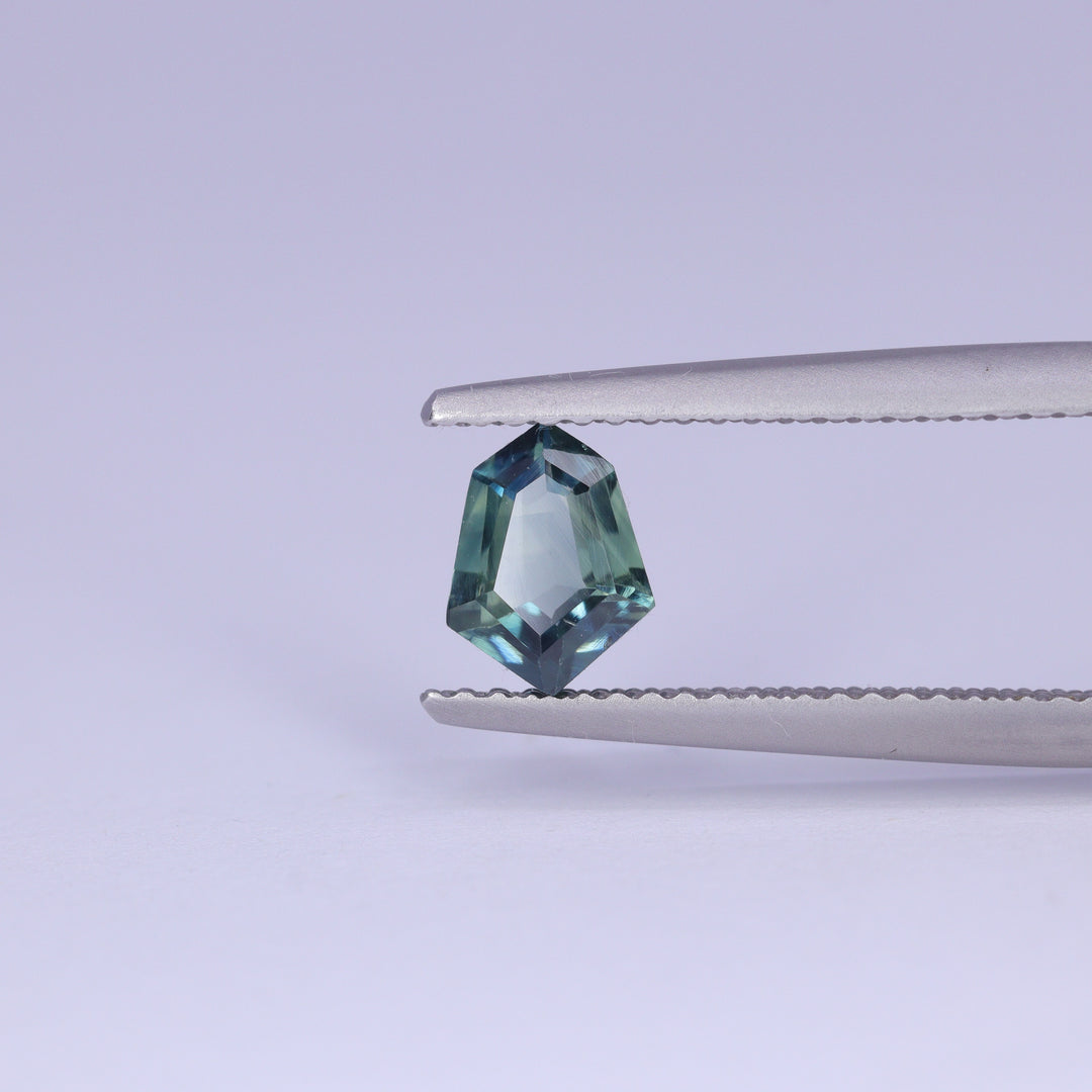 0.86ct Geometric Shield Teal Montana Sapphire Loose Gemstones