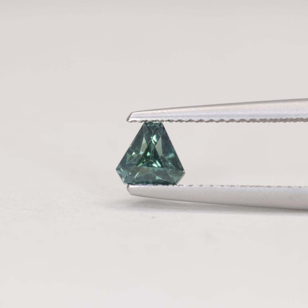 0.87ct Cut Corner Trilliant/Shield Geometric Teal Sapphire