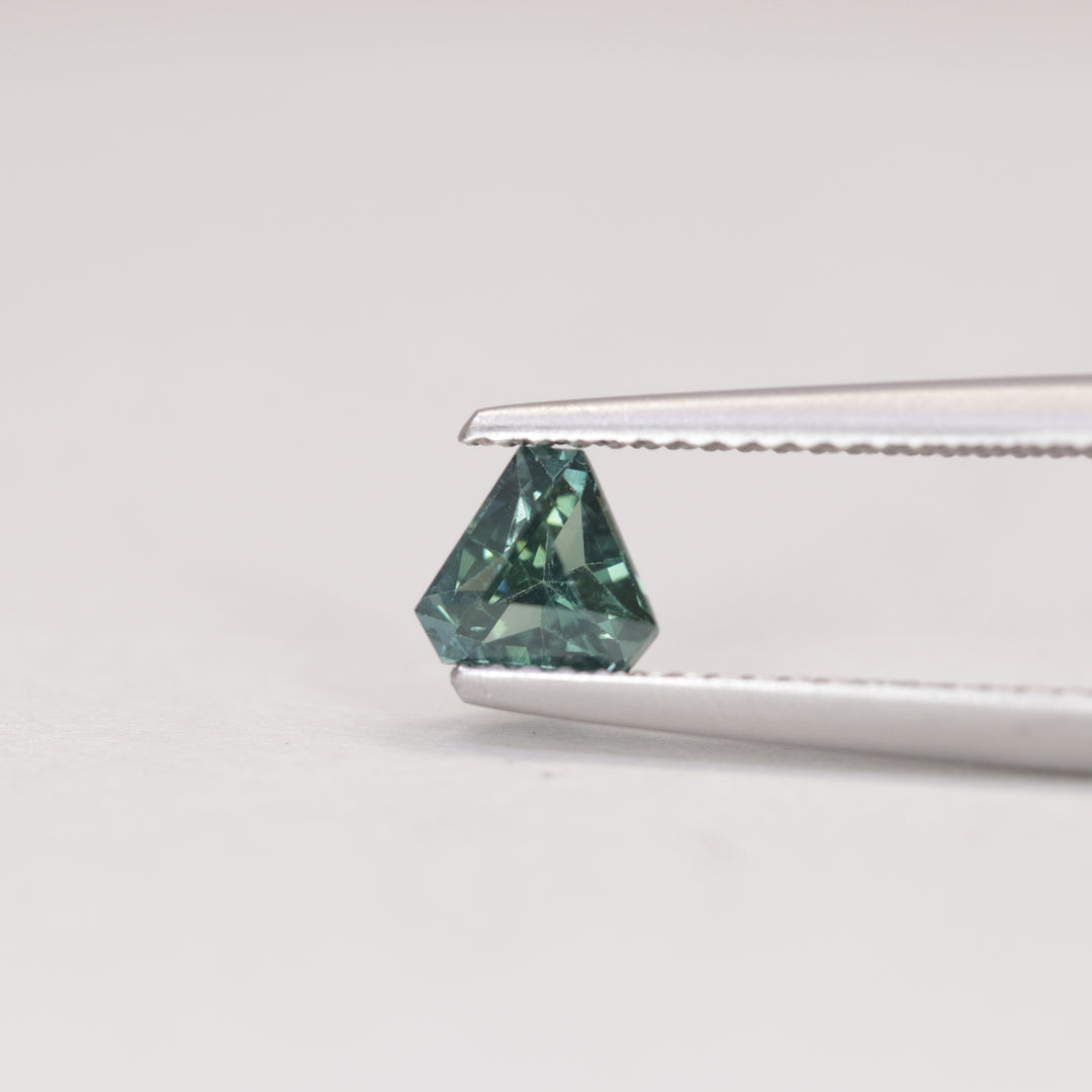 0.87ct Cut Corner Trilliant/Shield Geometric Teal Sapphire