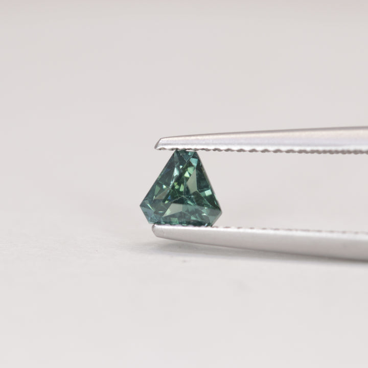 0.87ct Cut Corner Trilliant/Shield Geometric Teal Sapphire