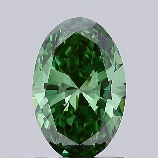 0.97ct Oval Lab Grown Diamond (Colour Fancy Vivid Green, Clarity VS1, IGI Certified) diamond
