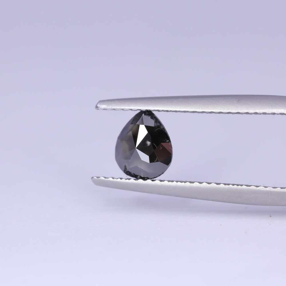 0.98ct Pear Cut Black Salt and Pepper Diamond Loose Gemstones