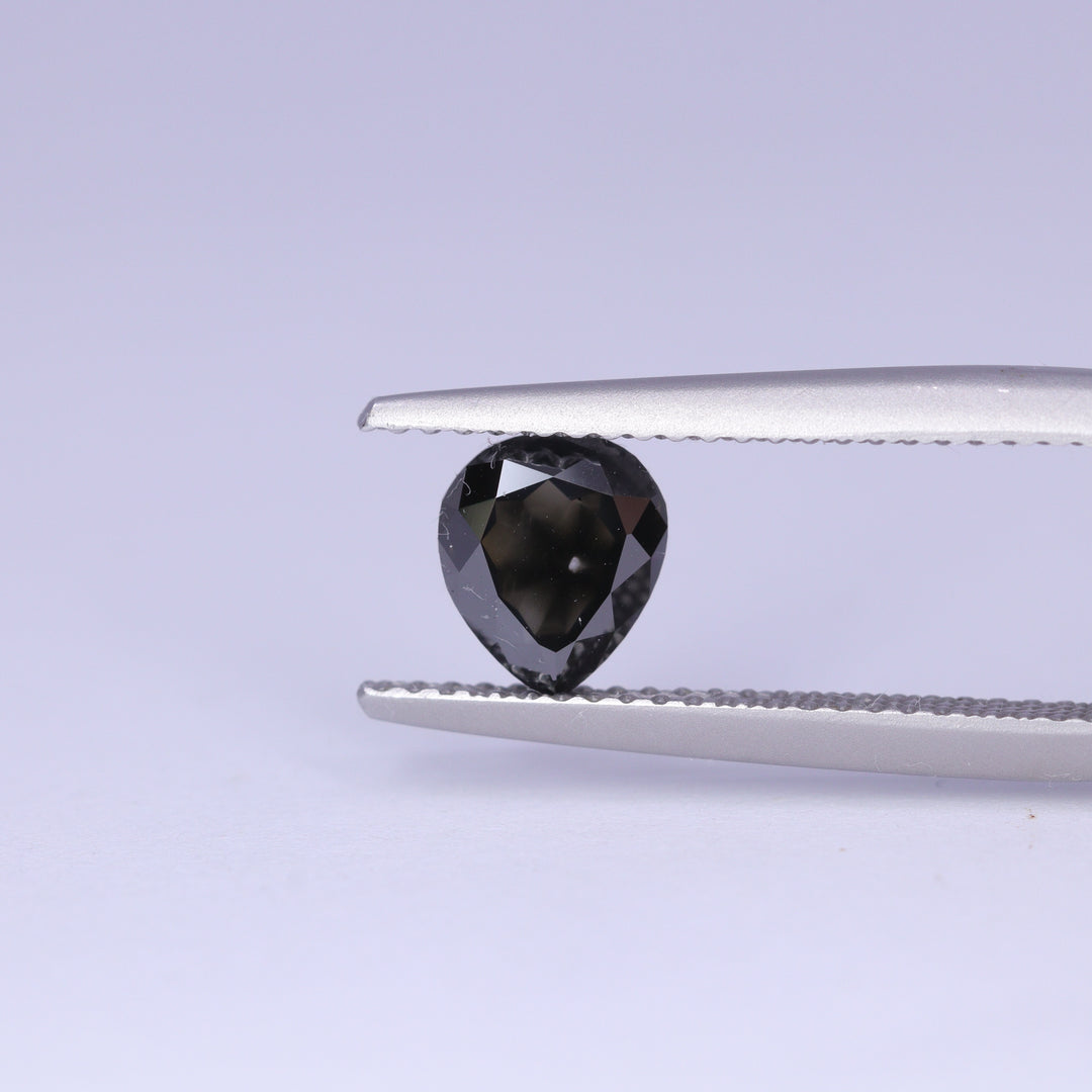 0.98ct Pear Cut Black Salt and Pepper Diamond Loose Gemstones