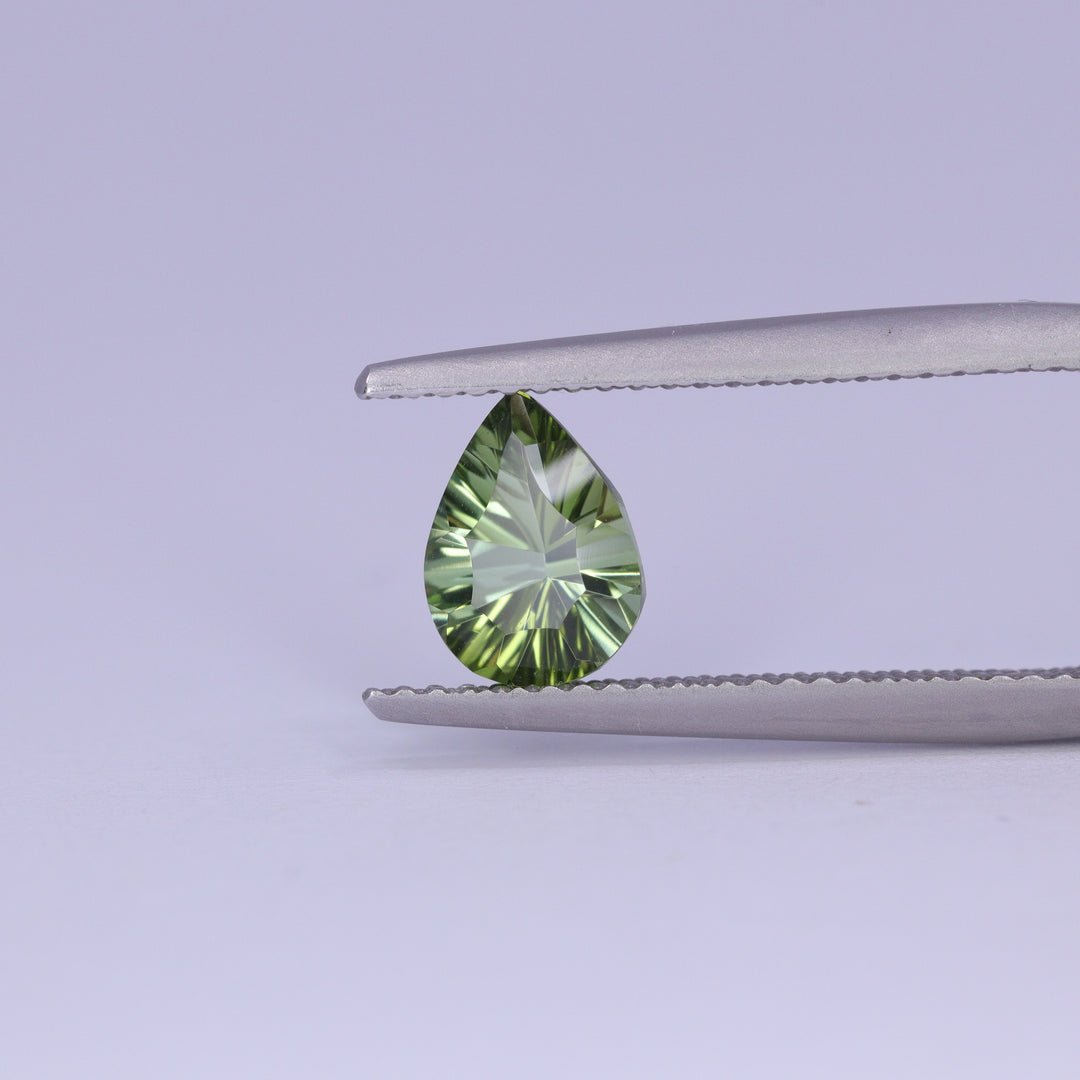 0.98ct Pear Cut Green Optix Concave Tourmaline Loose Gemstones