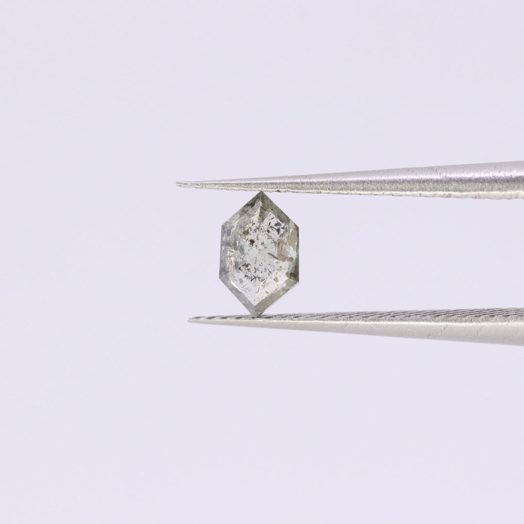 Salt and Pepper Diamond | 0.37ct Elongated Hexagon Cut, Loose Gemstone