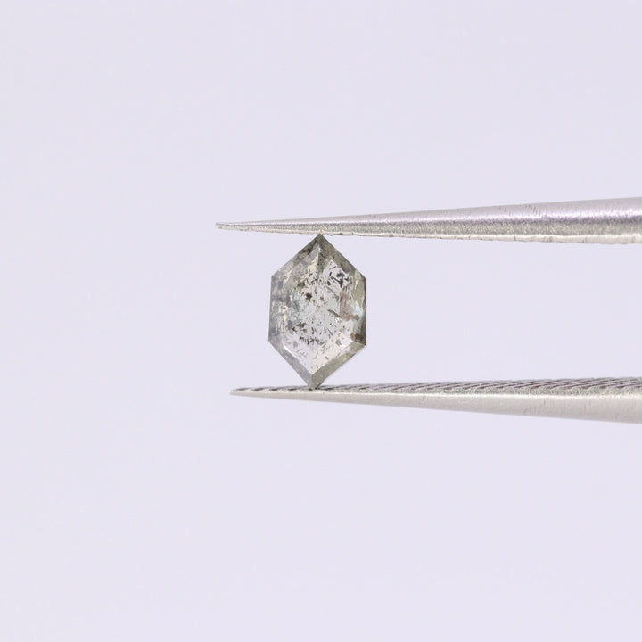 Salt and Pepper Diamond | 0.37ct Elongated Hexagon Cut, Loose Gemstone