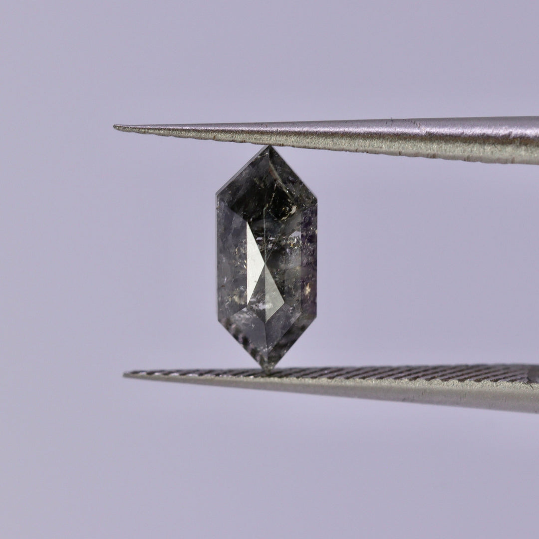 Salt and pepper diamond | 1.02ct elongated hexagon cut Loose Gemstone