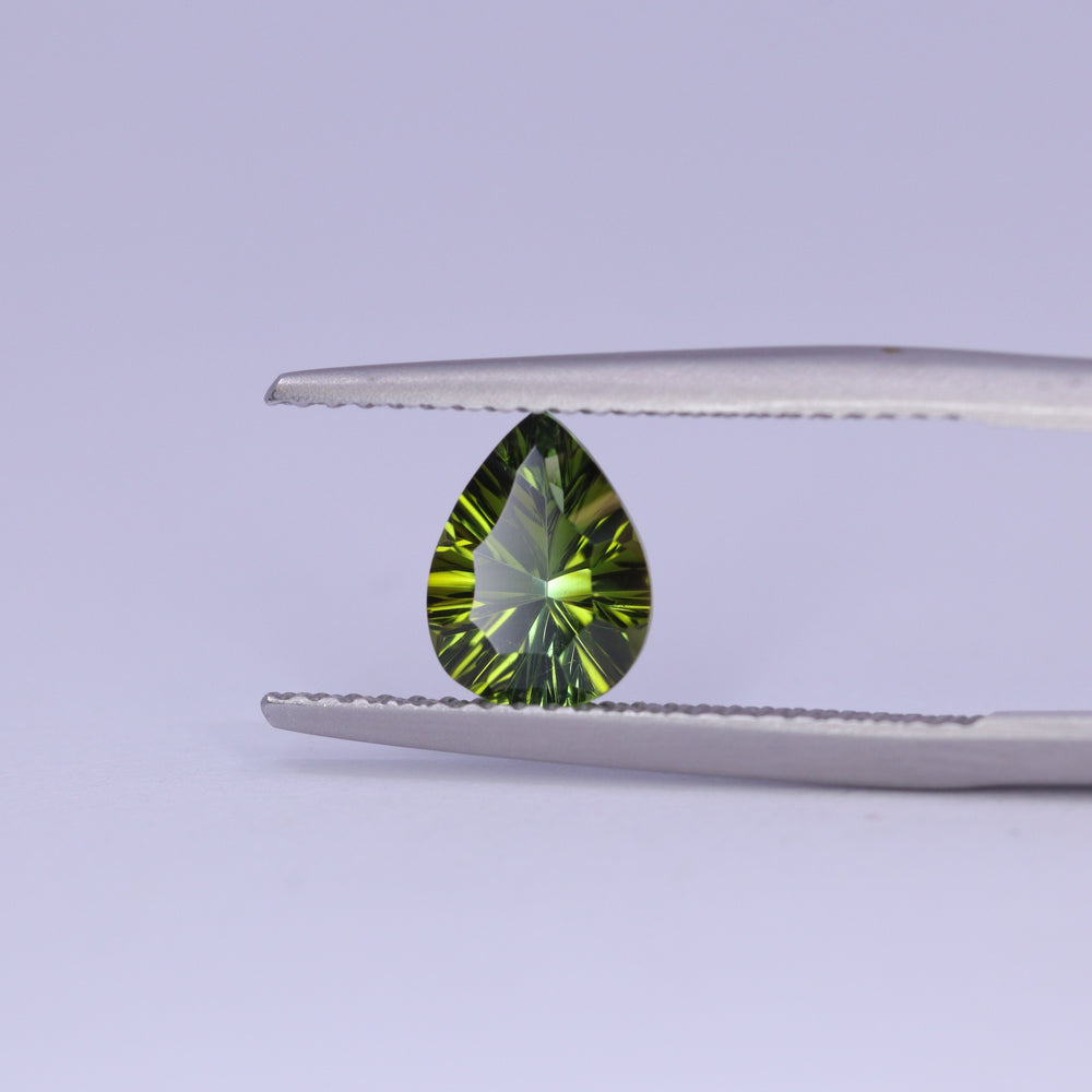 1.06ct Pear Cut Green Optix Concave Tourmaline Loose Gemstones