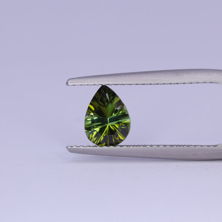 1.06ct Pear Cut Green Optix Concave Tourmaline Loose Gemstones