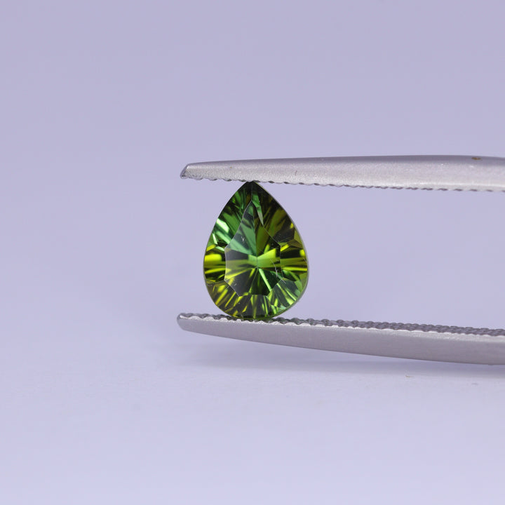 1.06ct Pear Cut Green Optix Concave Tourmaline Loose Gemstones