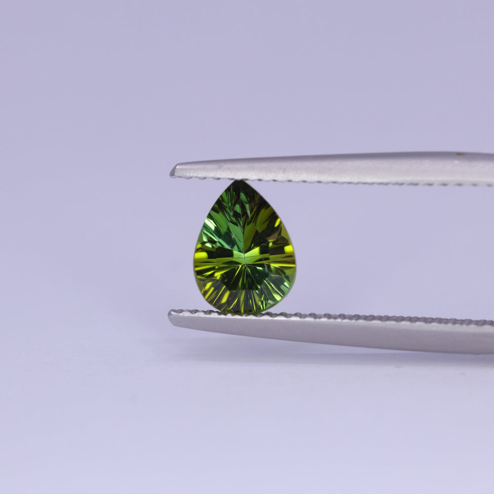 1.06ct Pear Cut Green Optix Concave Tourmaline Loose Gemstones