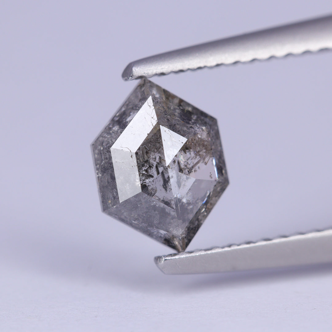 1.11ct Hexagon Cut Salt and Pepper Diamond Loose Gemstones