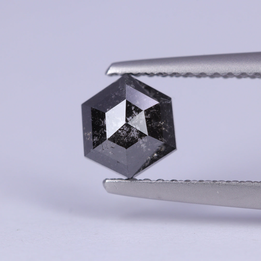 1.19ct Hexagon Rose Cut Salt and Pepper Diamond Loose Gemstones