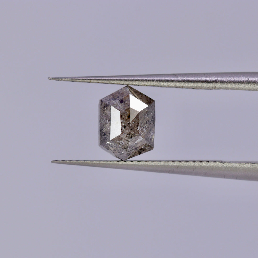 Salt and Pepper Diamond | 1.45ct Hexagon Cut, Loose Gemstone