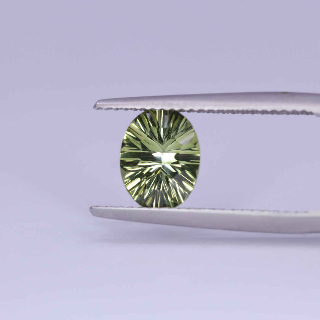 1.53ct Oval Cut Green Optix Concave Tourmaline Loose Gemstones