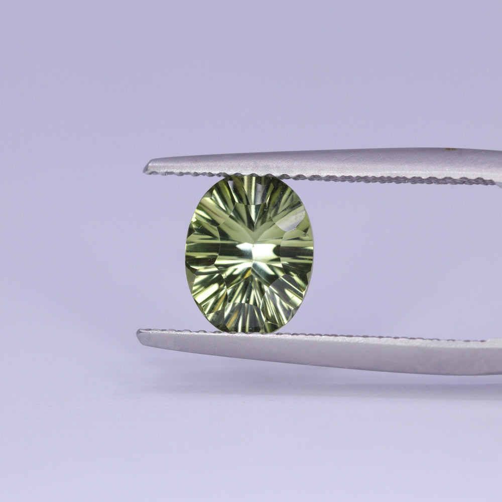 1.53ct Oval Cut Green Optix Concave Tourmaline Loose Gemstones