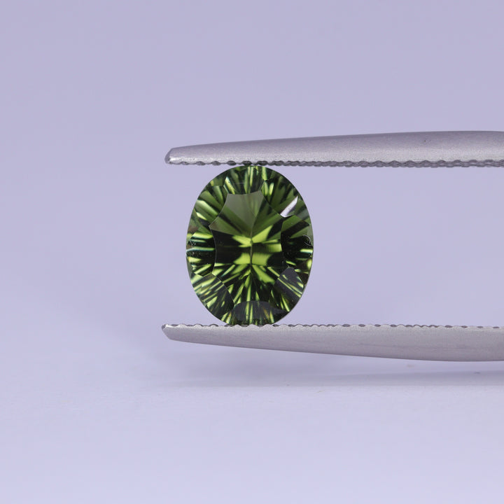 1.69ct Oval Cut Green Optix Concave Tourmaline Loose Gemstones