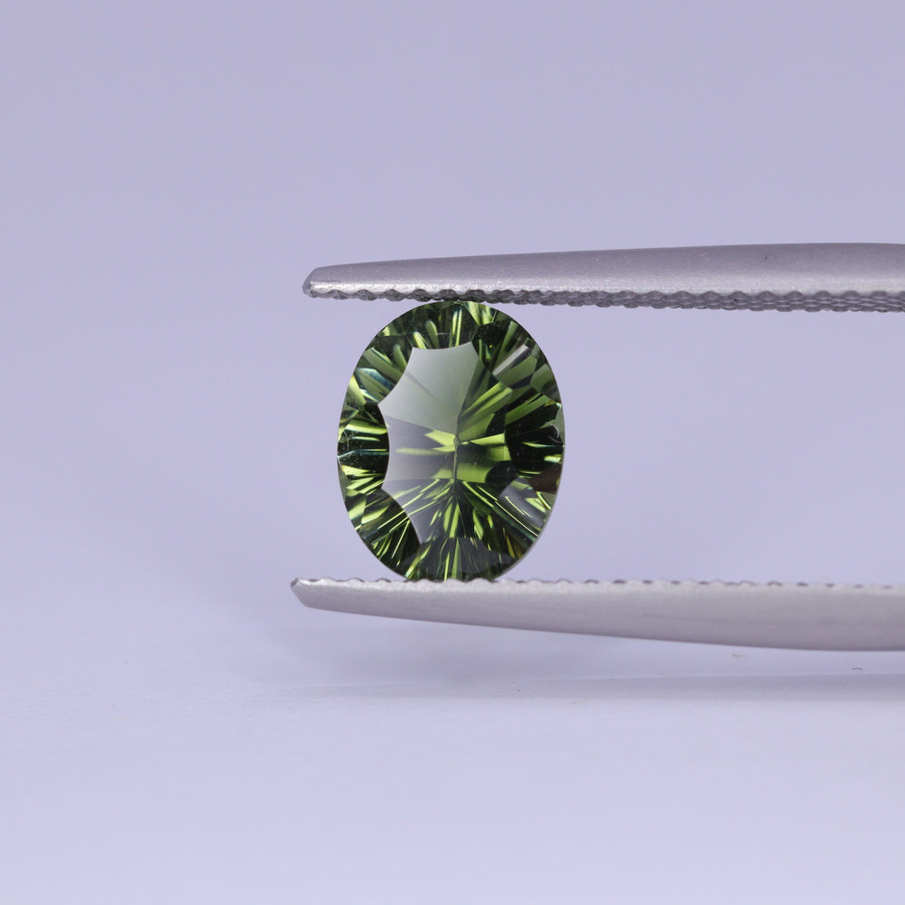 1.69ct Oval Cut Green Optix Concave Tourmaline Loose Gemstones