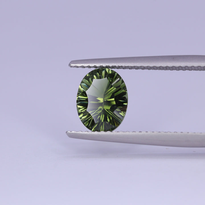 1.69ct Oval Cut Green Optix Concave Tourmaline Loose Gemstones