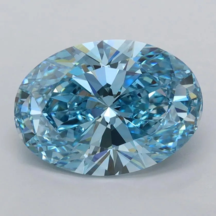 1.94ct Oval Lab Grown Diamond (Colour Fancy Vivid Blue, Clarity VVS1, IGI Certified)