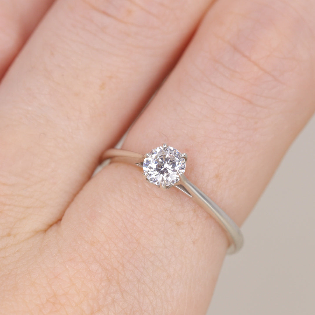 Raine - Petite Round Lab Grown Diamond Floral Basket Solitaire Made-to-Order Engagement Ring
