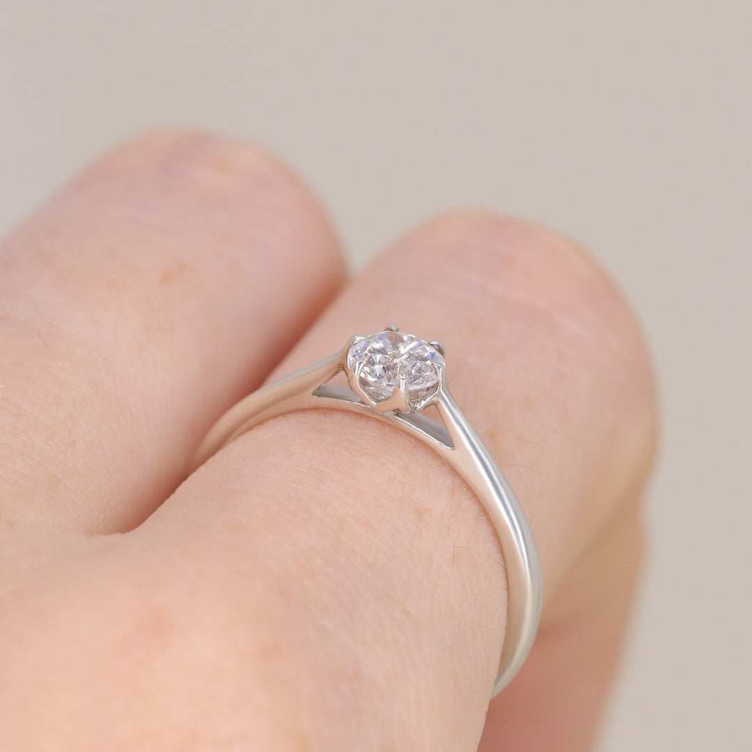 Raine - Petite Round Lab Grown Diamond Floral Basket Solitaire Made-to-Order Engagement Ring