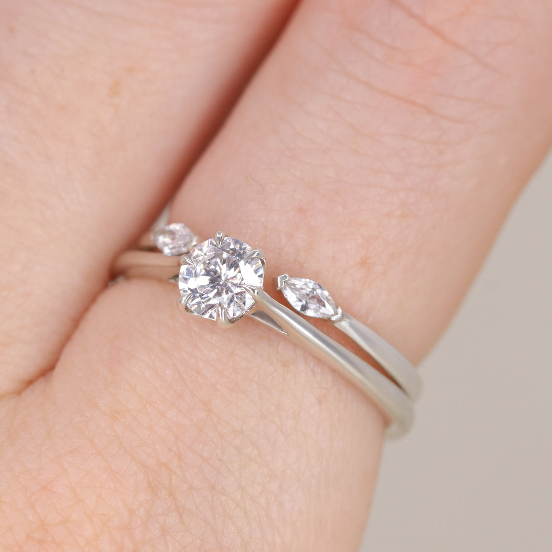 Raine - Petite Round Lab Grown Diamond Floral Basket Solitaire Made-to-Order Engagement Ring