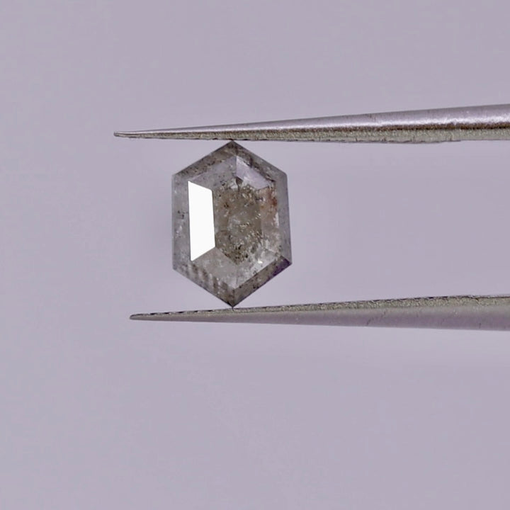 Salt and Pepper Diamond | 0.93ct Hexagon Rose Cut, Loose Gemstone