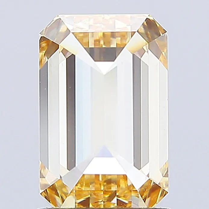 2.00ct Emerald Lab Grown Diamond (Colour Fancy Light Orangey Yellow, Clarity VS2, IGI Certified)