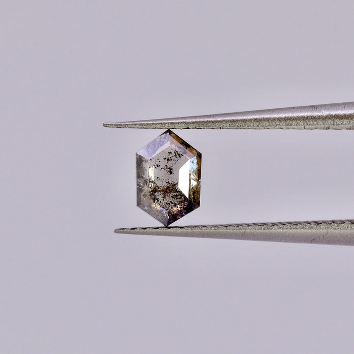 Salt and Pepper Diamond | 0.43ct Hexagon Rose Cut, Loose Gemstone