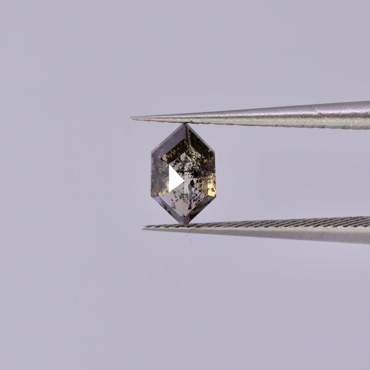 Salt and Pepper Diamond | 0.73ct Hexagon Rose Cut, Loose Gemstone