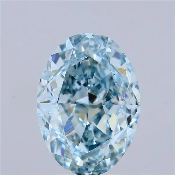 3.12ct Oval Lab Grown Diamond (Colour Fancy Vivid Greenish Blue, Clarity VS1, IGI Certified)