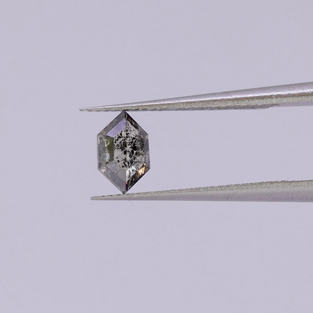 Salt and Pepper Diamond | 0.73ct Hexagon Rose Cut, Loose Gemstone