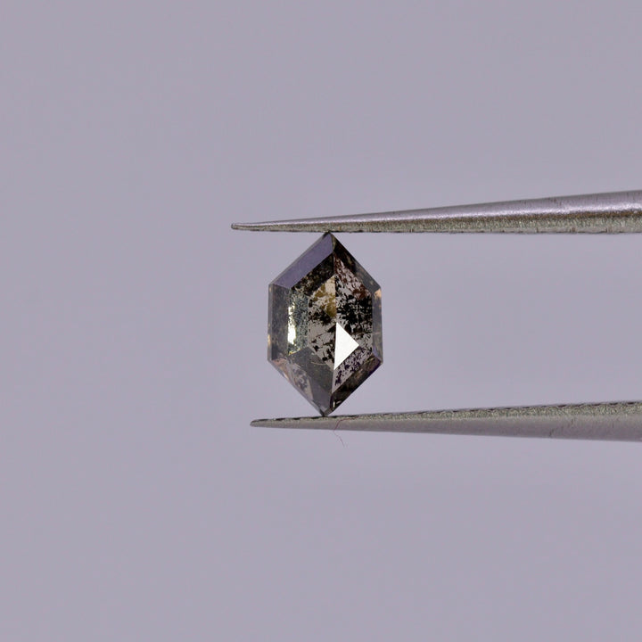 Salt and Pepper Diamond | 0.73ct Hexagon Rose Cut, Loose Gemstone