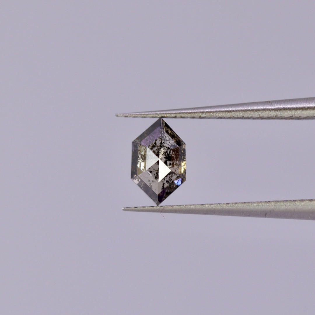 Salt and Pepper Diamond | 0.73ct Hexagon Rose Cut, Loose Gemstone