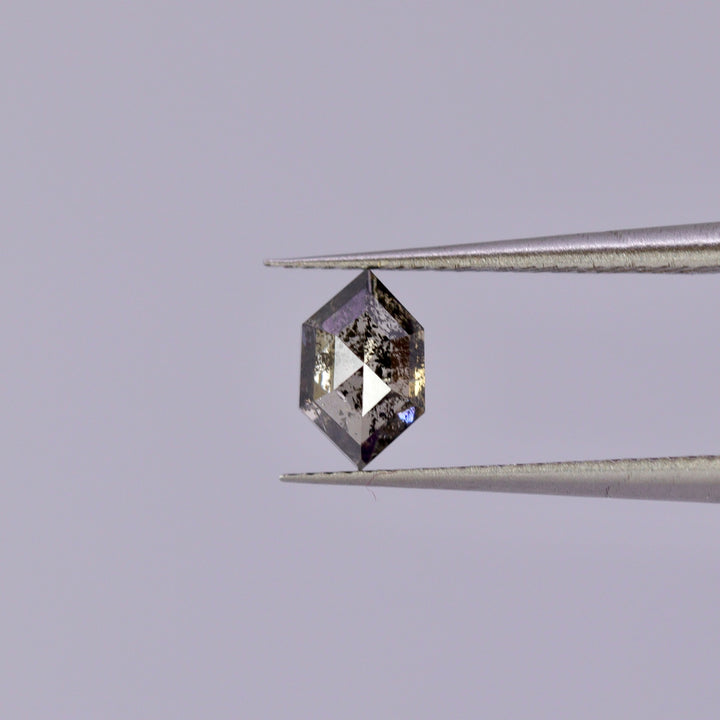 Salt and Pepper Diamond | 0.73ct Hexagon Rose Cut, Loose Gemstone