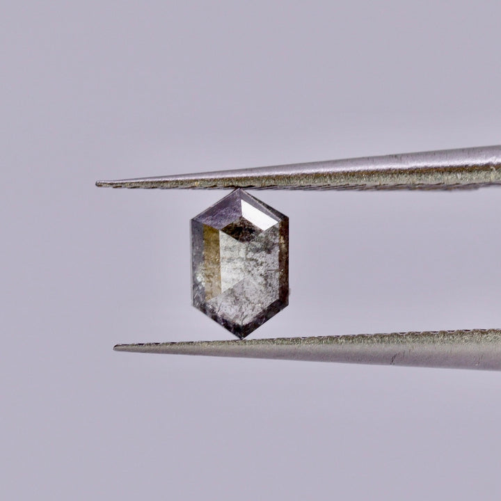 Salt and Pepper Diamond | 0.48ct Hexagon Rose Cut, Loose Gemstone