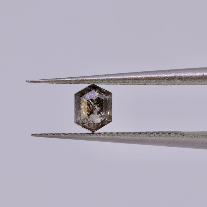 Salt and Pepper Diamond | 0.55ct Hexagon Rose Cut, Loose Gemstone