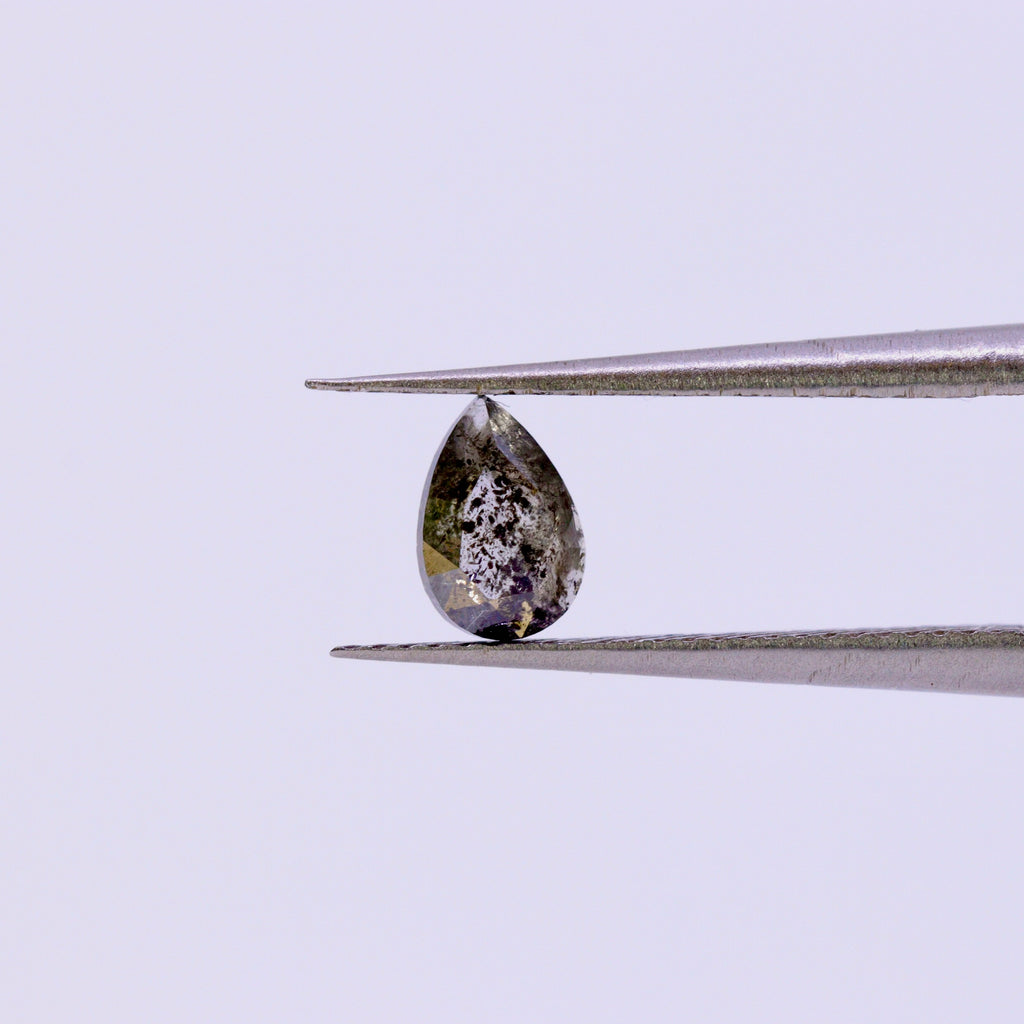 0.39ct Pear Rose Cut Salt and Pepper Diamond, Loose Gemstone Loose Gemstones