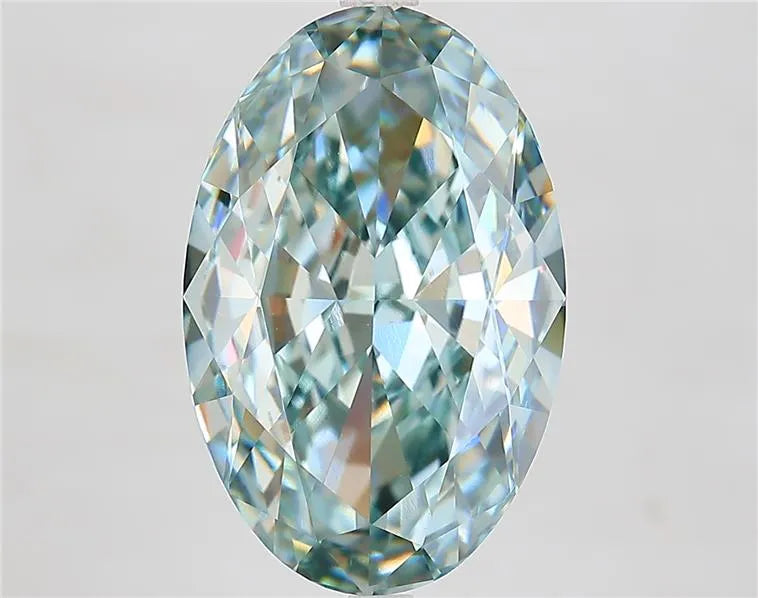 9.11ct Oval Lab Grown Diamond (Colour Fancy Blueish Green, Clarity VVS2, IGI Certified)