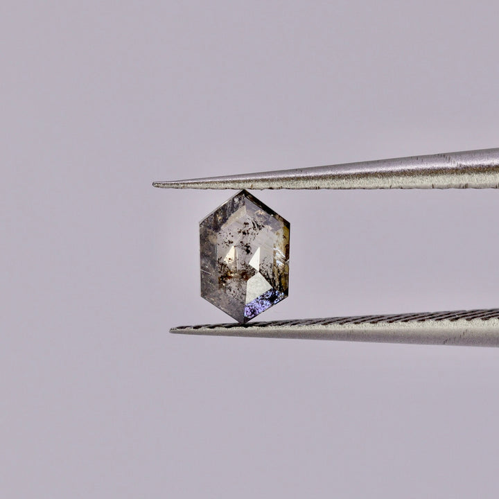 Salt and Pepper Diamond | 0.43ct Hexagon Rose Cut, Loose Gemstone