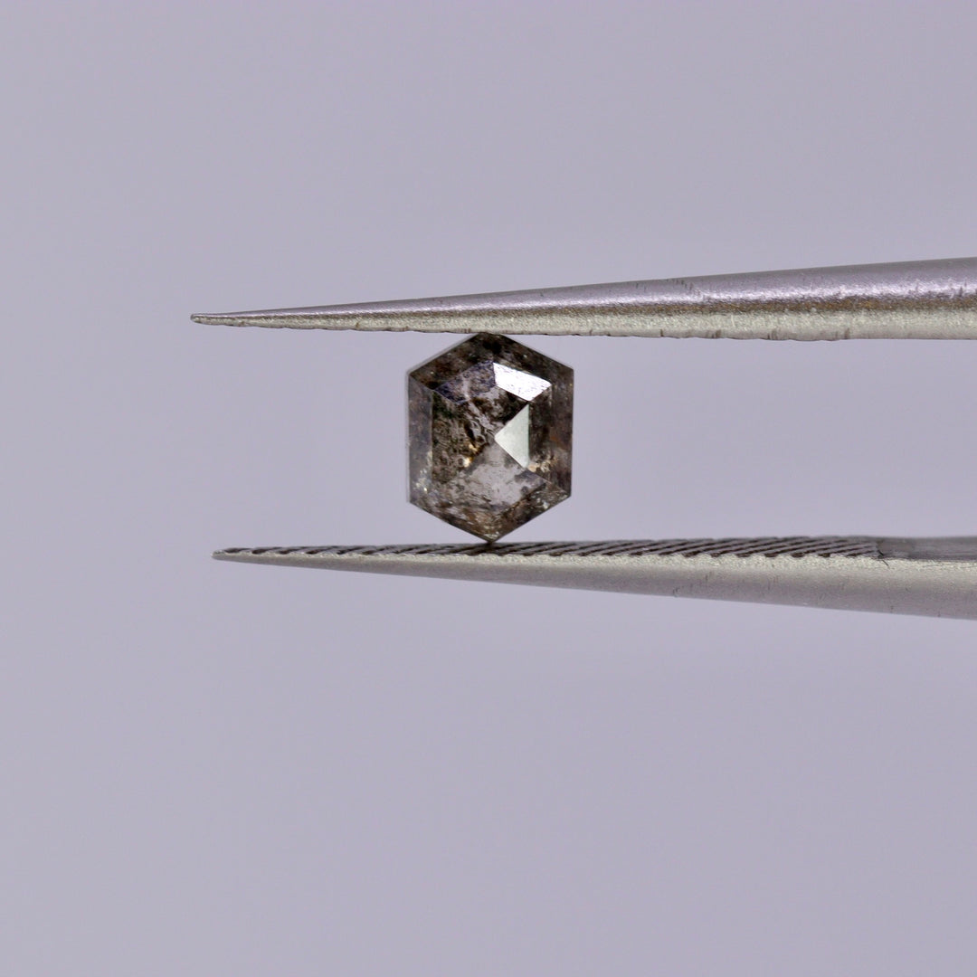 Salt and Pepper Diamond | 0.55ct Hexagon Rose Cut, Loose Gemstone