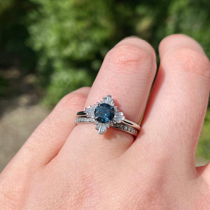 Sapphire engagement ring with diamonds