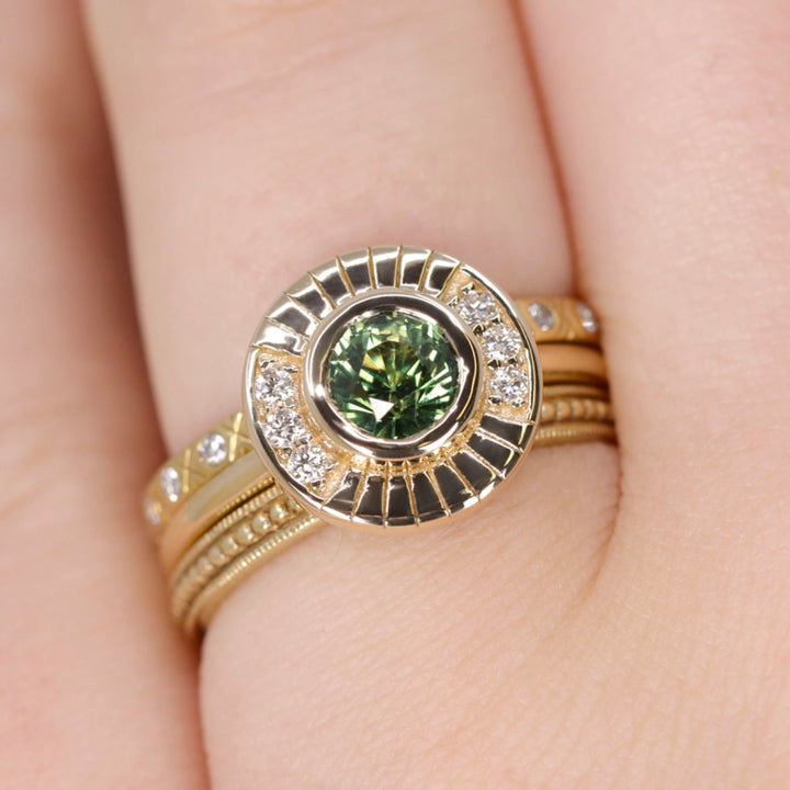 Addison - Green Sapphire Halo Ring - Ready-to-Wear Engagement Rings - Ready-to-Ship
