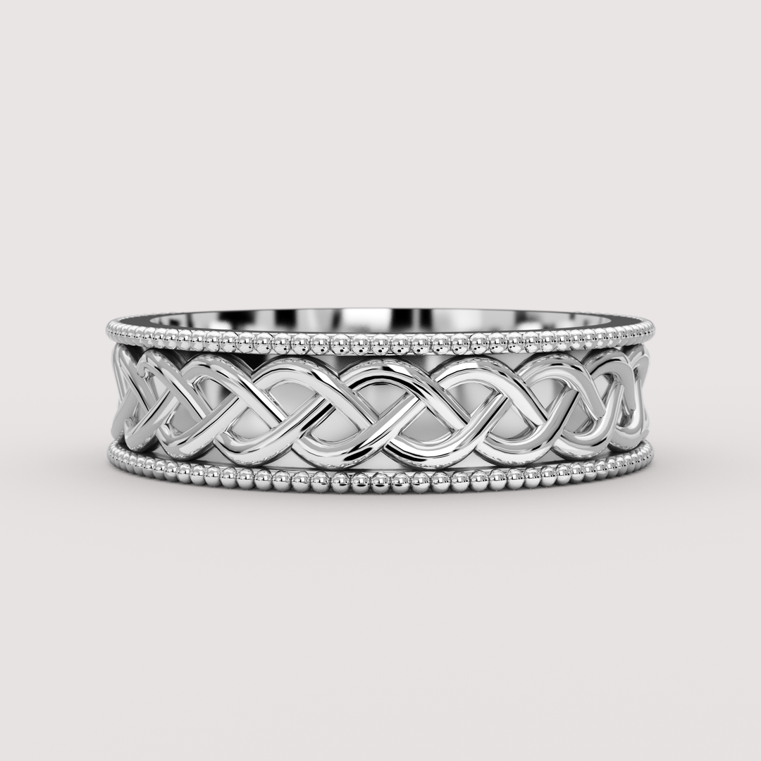 Aiden - Celtic-inspired Twist Pattern Unisex Matching Wedding Ring Set Wedding Rings - Made-to-Order