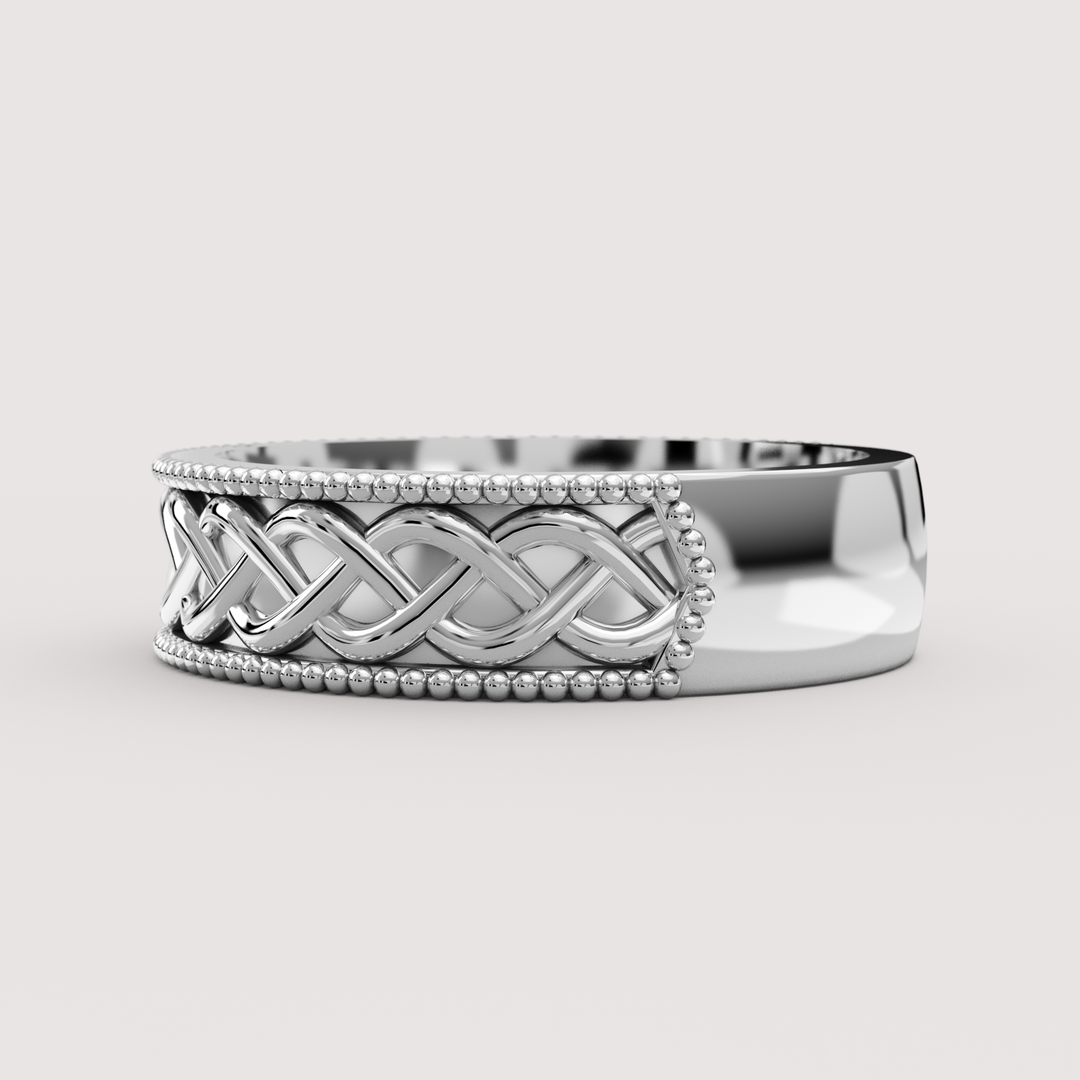 Aiden - Celtic-inspired Twist Pattern Unisex Matching Wedding Ring Set Wedding Rings - Made-to-Order