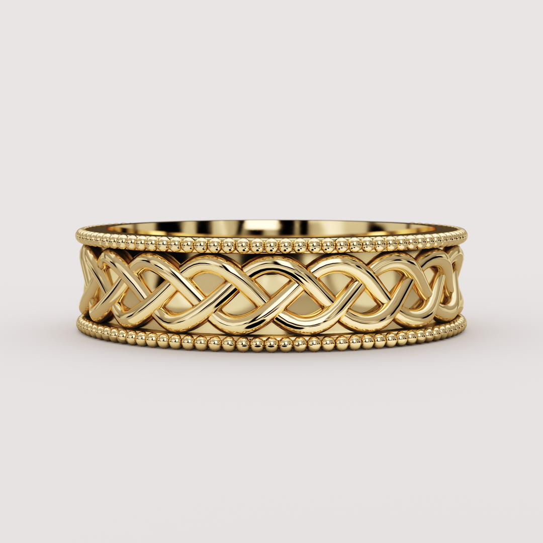 Aiden - Celtic-inspired Twist Pattern Unisex Matching Wedding Ring Set Wedding Rings - Made-to-Order