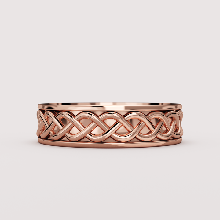 Aiden - Celtic-inspired Twist Pattern Unisex Matching Wedding Ring Set