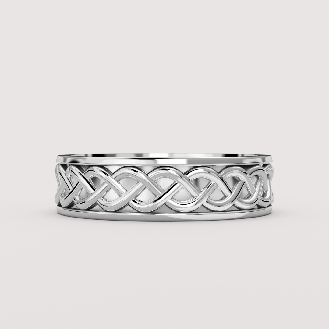 Aiden - Celtic-inspired Twist Pattern Unisex Matching Wedding Ring Set